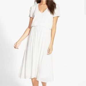 White V Neck MIDI dress